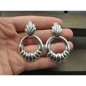 Sterling Silver Fancy Large Stylish Earrings Vintage Wedding Engagement